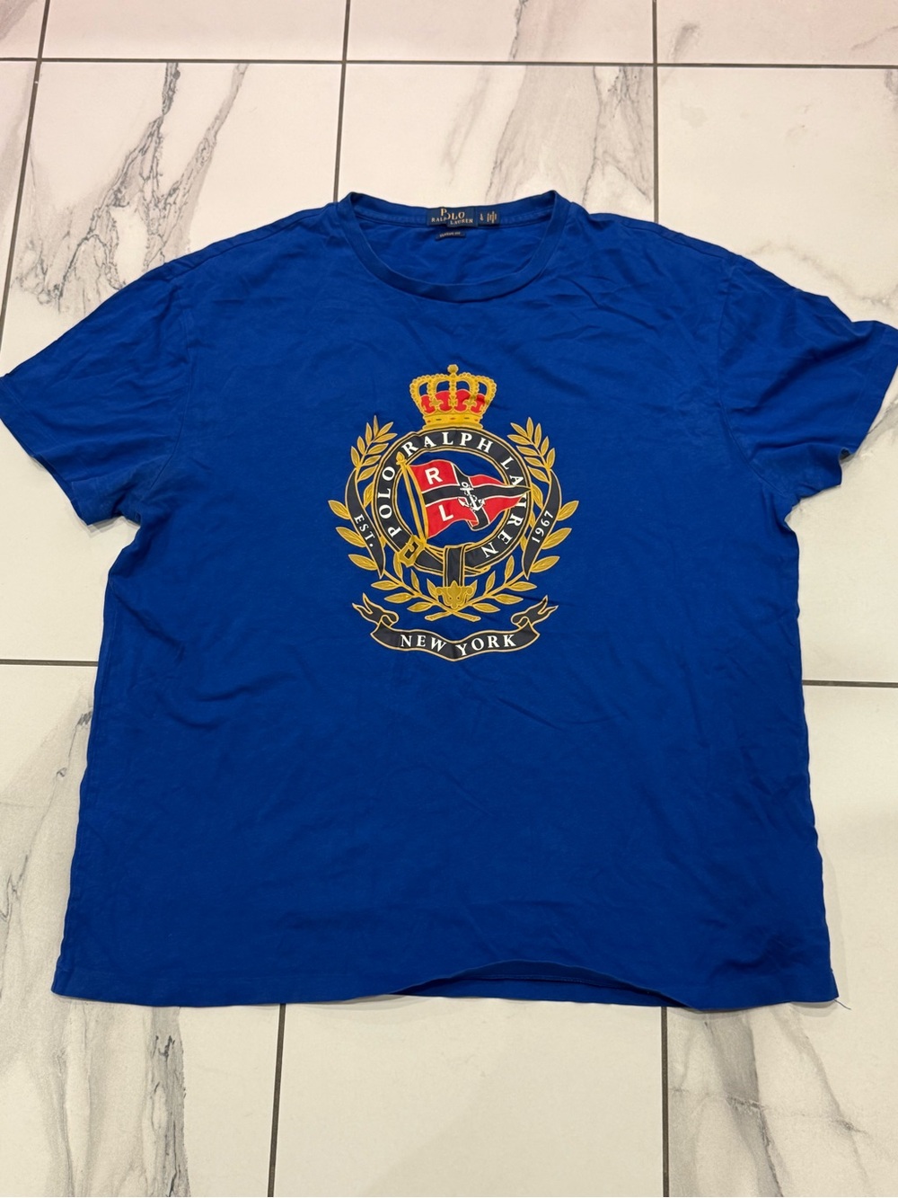 Polo by Ralph Lauren Royal Blue Crest Graphic Tee large like new